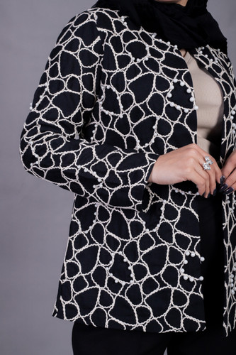 مانتو کتی زنانه خامه دوزی مشکی