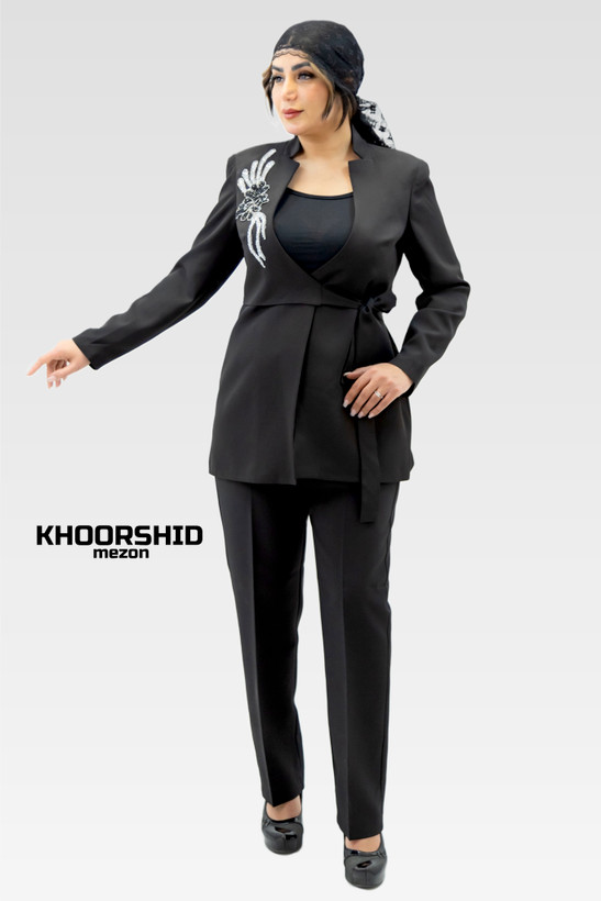 کت مشکی زنانه مجلسی پنل دوزی