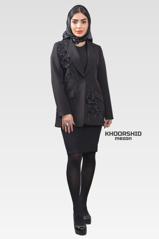 کت زنانه سایز بزرگ مشکی مجلسی زنانه