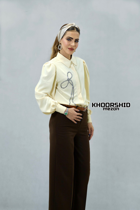 شومیز مجلسی کرپ طرح پاپیون