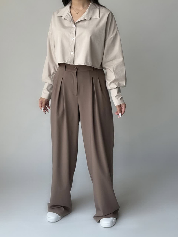 شلوار بگ پیله دار موکا