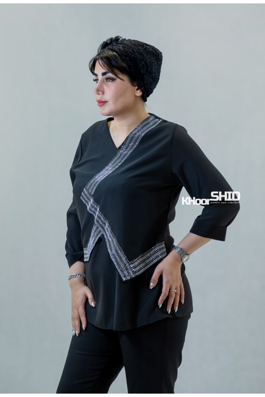 شومیز مجلسی زنانه مشکی پنل دوزی جدید