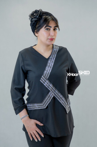 شومیز مجلسی زنانه پنل دوزی مشکی