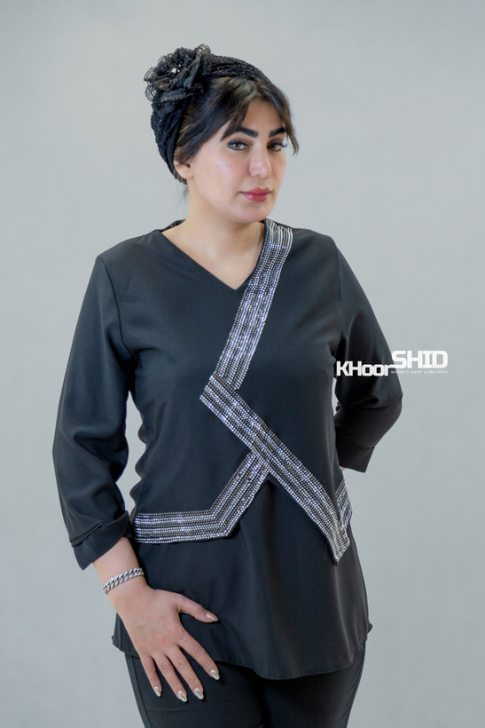 شومیز مجلسی زنانه پنل دوزی مشکی