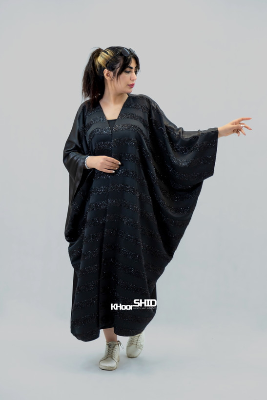 عبا زنانه مجلسی مشکی ساتن