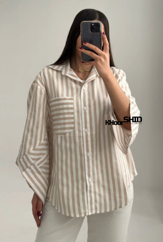 شومیز نخی راه راه جدید مشکی