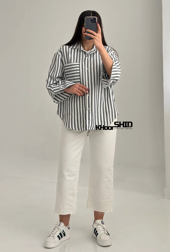 شومیز نخی راه راه جدیدمشکی