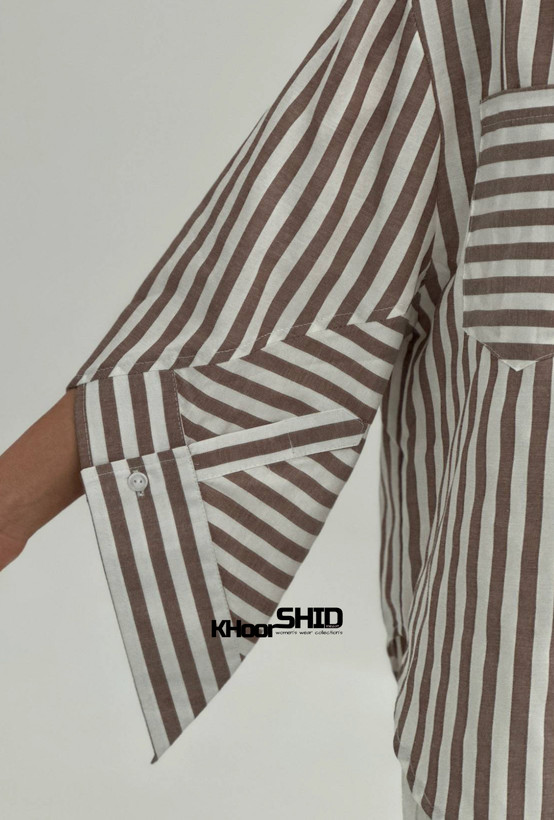 شومیز نخی جدید سورمه ای راه راه